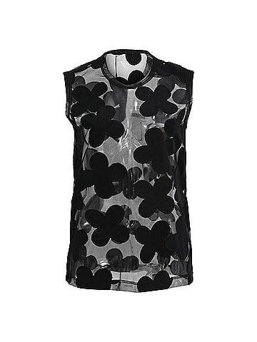 Comme des Garçons Comme des Garçons Mesh Flower Detail Blouse in Black Polyester (view 1)