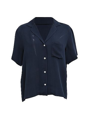 Mansur Gavriel Mansur Gavriel Button Down Blouse in Navy Blue Silk (view 1)
