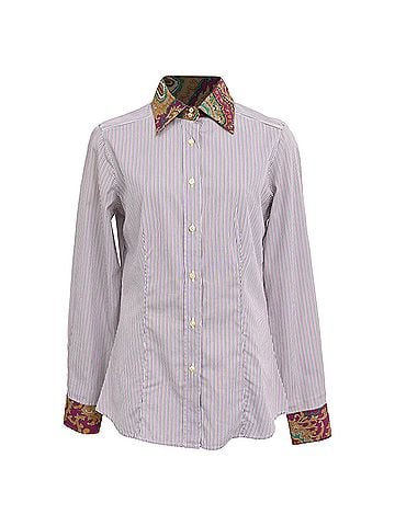 ETRO Etro Striped Paisley Print Long Sleeve Shirt in Multicolor Cotton (view 1)