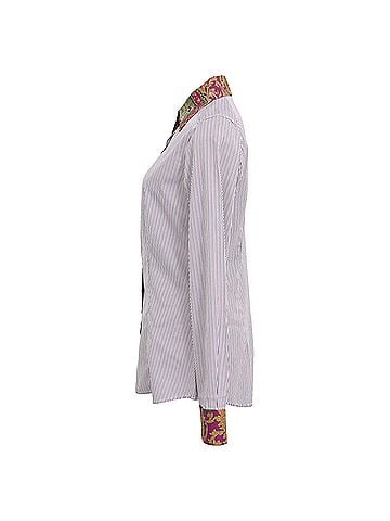ETRO Etro Striped Paisley Print Long Sleeve Shirt in Multicolor Cotton (view 2)