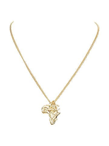 Chanel Chanel gold CC logo Africa Map pearl strass necklace (view 1)