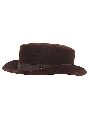 Chanel Chanel rabbit hair felt CC logo topstitch flat top hat (view 1)