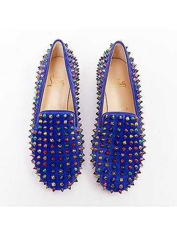 Christian Louboutin Christian Louboutin Suede Spike Flats (view 1)