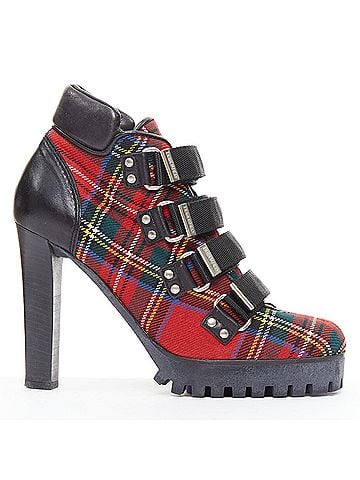 Dsquared2 Dsquared2 Tartan Wool Punk Buckle Boots (view 1)