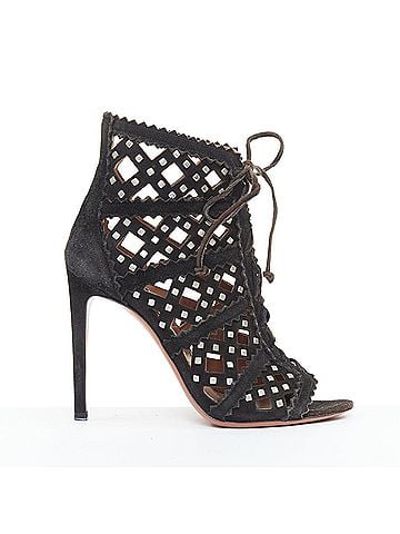 Alaïa Alaia Suede Diamond Lattice Booties (view 1)