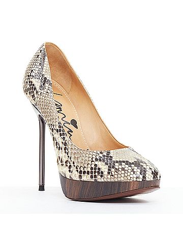 Lanvin Lanvin Leather Wood Platform Pumps (view 2)