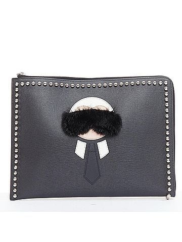 Fendi Fendi Fur Leather Studded Clutch Bag (view 1)