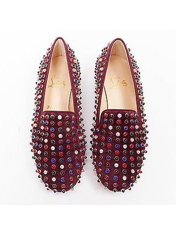 Christian Louboutin Christian Louboutin Suede Stone Stud Loafers (view 1)