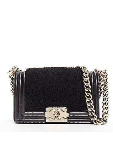 Chanel Chanel Boy Small shearling leather gold CC chain flap bag (view 1)