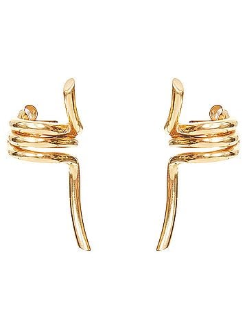 Céline Celine Phoebe Philo Barbele gold tone spiral pin earrings (view 1)