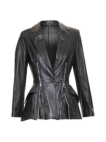 Alexander McQueen Alexander McQueen leather peplum blazer jacket (view 1)