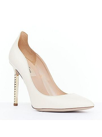 Mario Valentino Valentino Soul Rockstud White Leather Micro Stud Pumps (view 2)