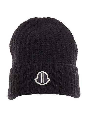 Rick Owens Moncler Rick Owens logo applique ribbed beanie (view 1)