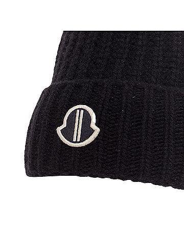 Rick Owens Moncler Rick Owens logo applique ribbed beanie (view 2)