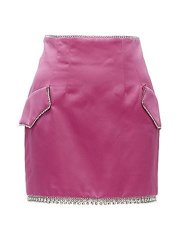 Giuseppe di Morabito Giuseppe di Morabito pink satin crystal rhinestone mini skirt (view 1)