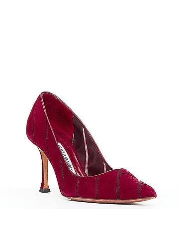 Manolo Blahnik Manolo Blahnik Suede Cut Out Mesh Pumps (view 2)