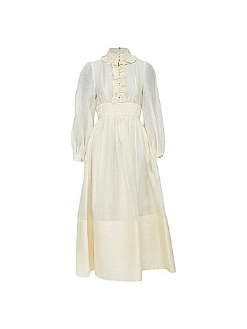 Zimmermann Zimmermann ruffle trim linen silk midi dress (view 1)
