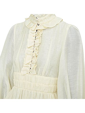 Zimmermann Zimmermann ruffle trim linen silk midi dress (view 2)