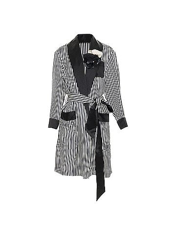 Lanvin Lanvin striped viscose floral applique belted robe (view 1)