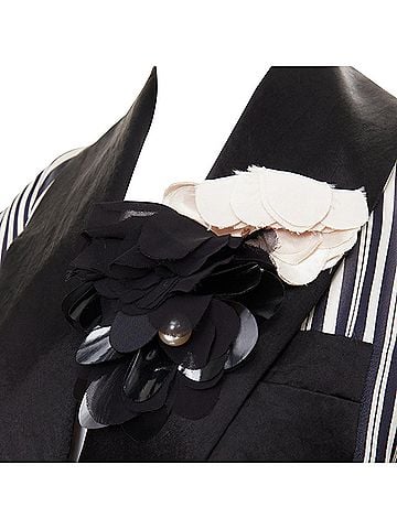 Lanvin Lanvin striped viscose floral applique belted robe (view 2)