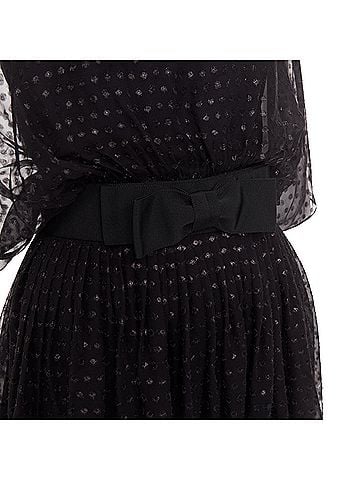 Saint Laurent Saint Laurent polka dot lurex semi sheer bow belt dress (view 2)
