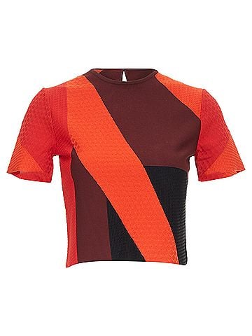 Alexander McQueen Alexander McQueen colorblock short sleeve crop knit top (view 1)