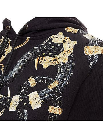 Roberto Cavalli Roberto Cavalli logo print crystal cropped hoodie (view 2)