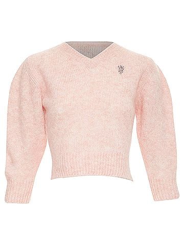 Simone Rocha Simone Rocha crystal embellished V neck cropped sweater (view 1)