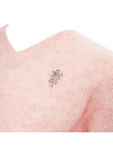 Simone Rocha Simone Rocha crystal embellished V neck cropped sweater (view 2)