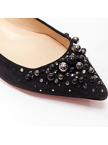 Christian Louboutin Christian Louboutin Suede Beaded Flats (view 2)