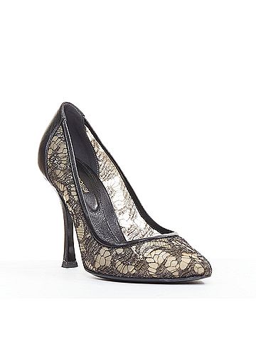 Sergio Rossi Sergio Rossi Leather Floral Lace Pumps (view 2)