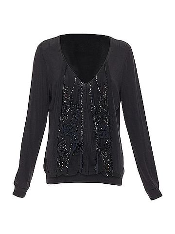 Christian Lacroix Christian Lacroix sheer beaded butterfly v neck top (view 1)