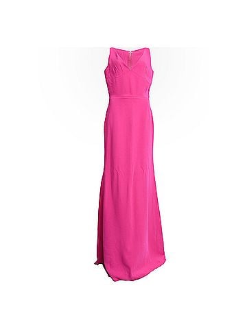 Victoria Beckham Victoria Beckham V-Neck Maxi Gown Dress in Pink Silk (view 1)