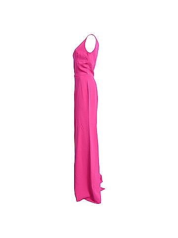 Victoria Beckham Victoria Beckham V-Neck Maxi Gown Dress in Pink Silk (view 2)