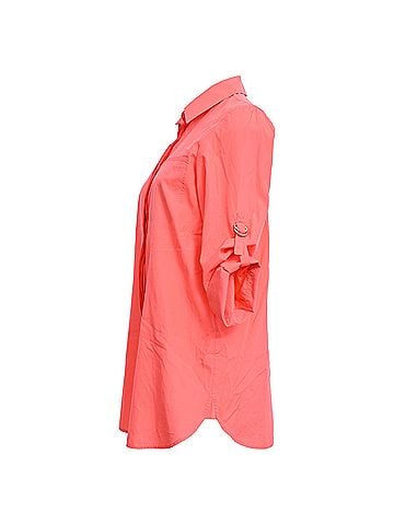 Loro Piana Loro Piana Hidden-Buttoned Shirt in Coral Cotton (view 2)
