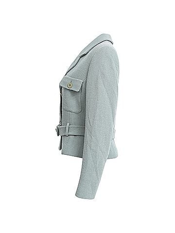 Giorgio Armani Giorgio Armani Belted Single-Breasted Cropped Blazer in Green Wool (view 2)