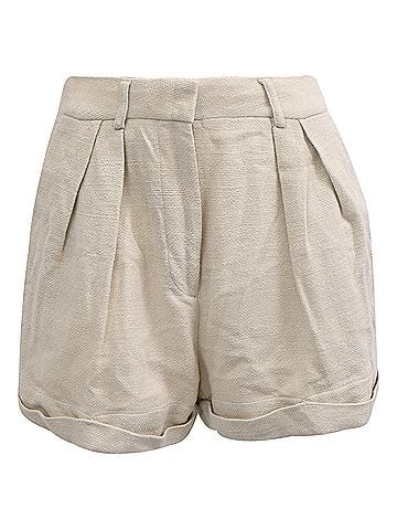 STAUD Staud Luisa Pleated Shorts in Ecru Cotton (view 1)