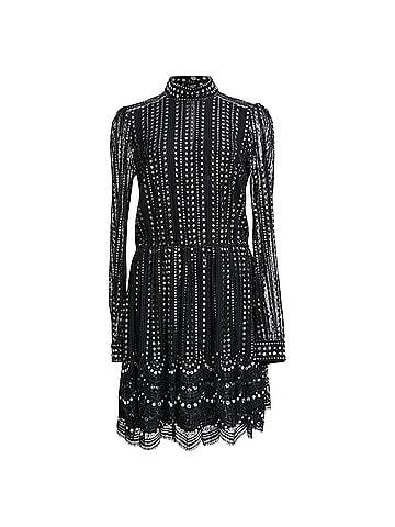 Michael Kors Michael Kors Embellished Lace Mini Dress in Black Nylon (view 1)