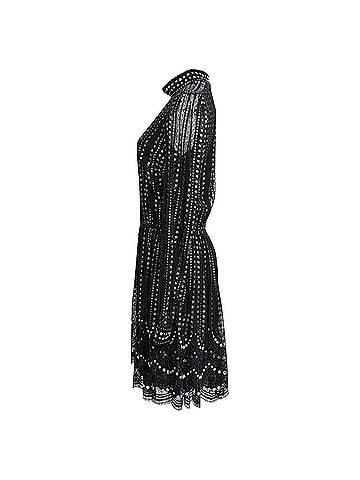 Michael Kors Michael Kors Embellished Lace Mini Dress in Black Nylon (view 2)