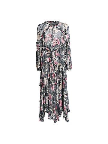 Zimmermann Zimmermann Floral-Print Midi Tiered Dress in Multicolor Silk (view 1)