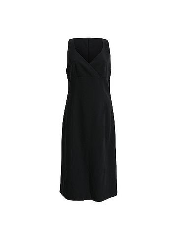 Giorgio Armani Armani Collezioni V-Neck Sleeveless Midi Dress in Black Wool (view 1)