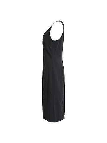 Giorgio Armani Armani Collezioni V-Neck Sleeveless Midi Dress in Black Wool (view 2)