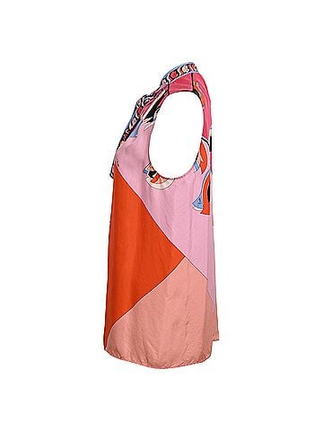 Emilio Pucci Emilio Pucci Abstract-Print Tie Neck Sleeveless Blouse in Multicolor Silk (view 2)