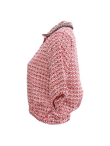Maje Maje Tweed Polo Cropped Top in Red Cotton (view 2)