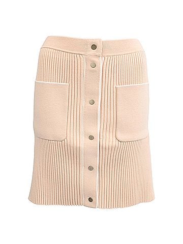 Maje Maje Ribbed-Knit Mini Skirt in Beige Viscose (view 1)