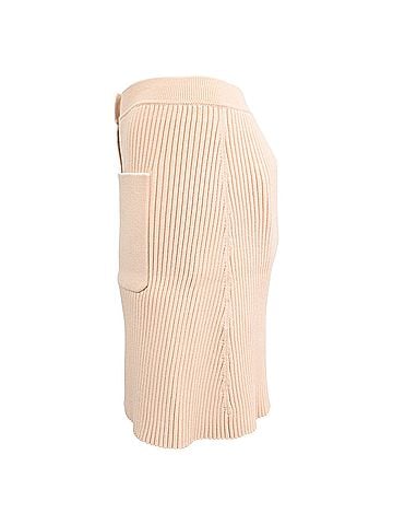 Maje Maje Ribbed-Knit Mini Skirt in Beige Viscose (view 2)