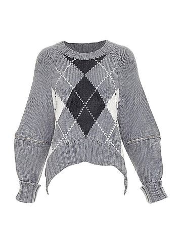 Alexander McQueen Alexander McQueen wool argyle zipper trim sweater (view 1)