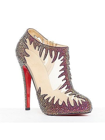 Christian Louboutin Christian Louboutin Suede Crystal Mesh Boots (view 1)