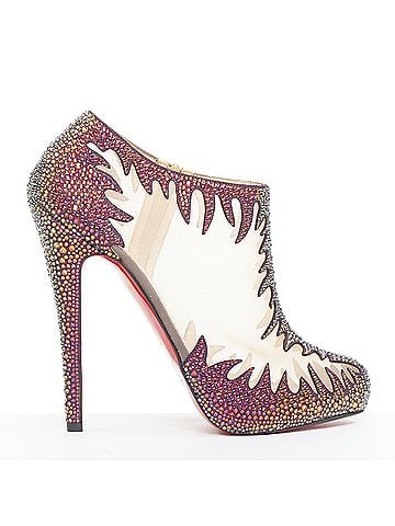 Christian Louboutin Christian Louboutin Suede Crystal Mesh Boots (view 2)