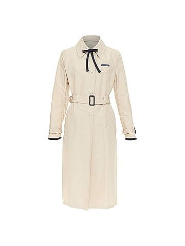 Prada Prada cotton logo tape belted trench coat (view 1)
